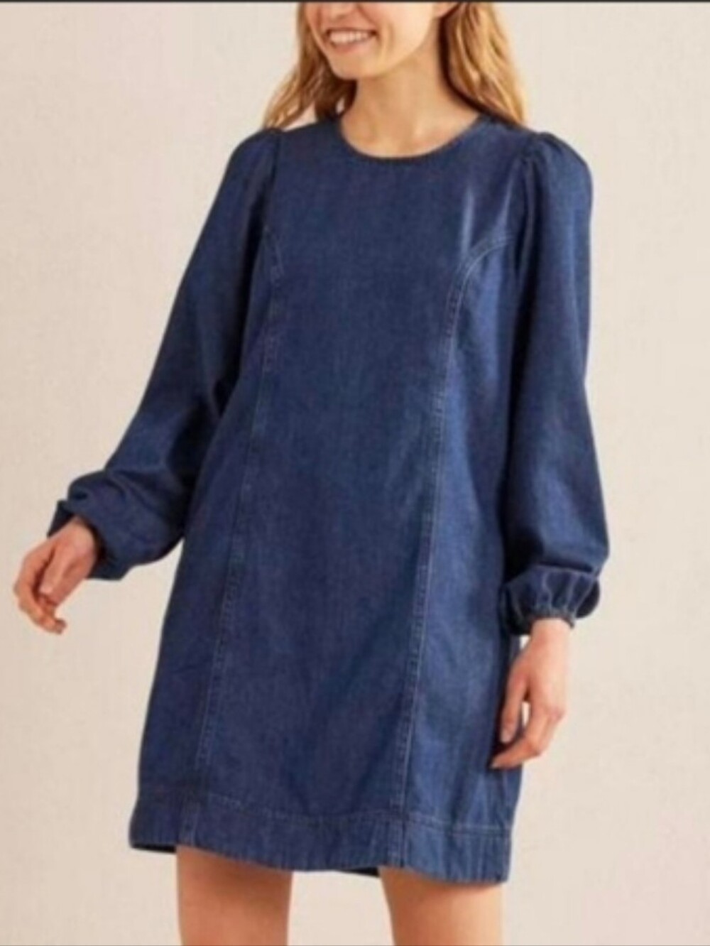 Boden Long Sleeve Denim Shift Dress Size 12